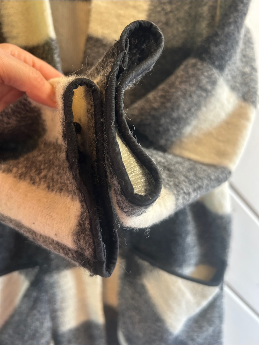 WILFRED FREE Off Duty Black and Cream Checked Wool Coat - Picture 9 of 11